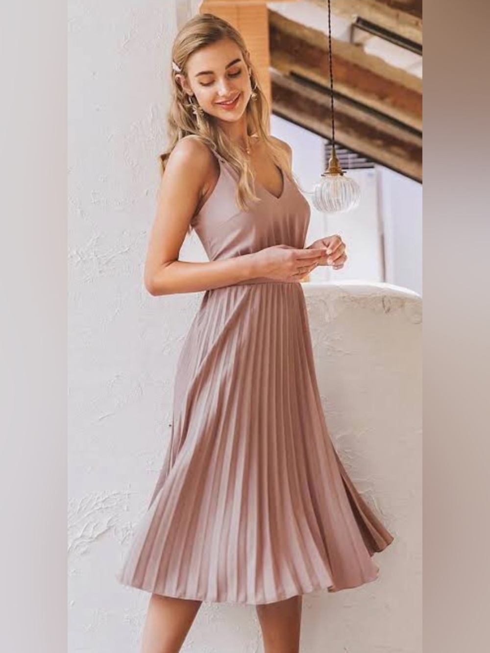 Simplee Pleated Midi Dress